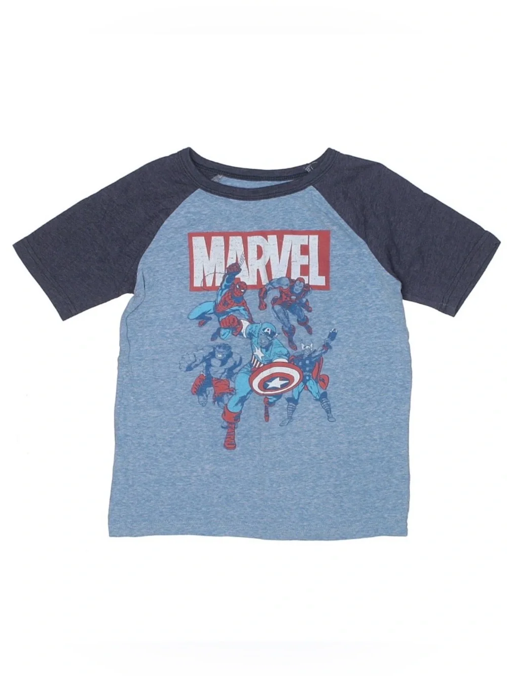 JUMPING BEANS • MARVEL Avengers Superhero Blue Navy Raglan Graphic Tee